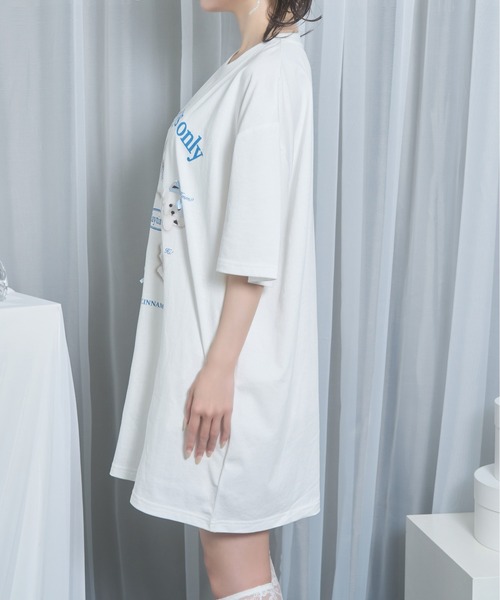 Honey Cinnamon(ハニーシナモン)の「playing dog Tシャツ(Tシャツ/カットソー・レディース・サックスブルー/ホワイト・FREE)」の21枚目の写真