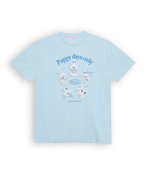 Honey Cinnamon(ハニーシナモン)の「playing dog Tシャツ(Tシャツ/カットソー・レディース・サックスブルー/ホワイト・FREE)」の15枚目の写真