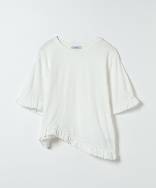 JEANASIS(ジーナシス)の「スラブフリルSS TEE/683779(Tシャツ/カットソー・レディース・グリーン系その他/ホワイト/ブラック・FREE)」の1枚目の写真