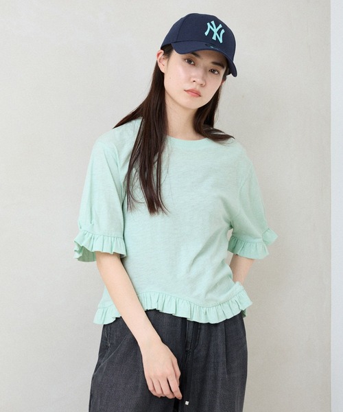 JEANASIS（ジーナシス）の「スラブフリルSS TEE/683779（Tシャツ/カットソー・レディース・グリーン系その他/ホワイト/ブラック・FREE）」の16枚目の写真
