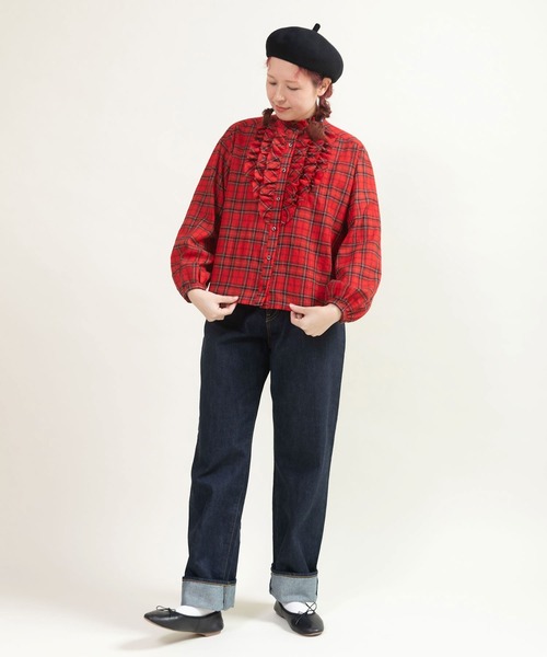 CHILD WOMAN（チャイルドウーマン）の「ウールリファインチェック スタンドフリルブラウス（シャツ/ブラウス・レディース・レッド・FREE）」の15枚目の写真