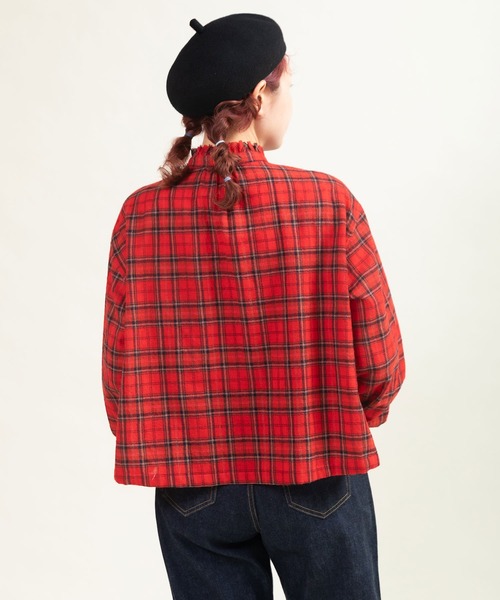 CHILD WOMAN（チャイルドウーマン）の「ウールリファインチェック スタンドフリルブラウス（シャツ/ブラウス・レディース・レッド・FREE）」の14枚目の写真