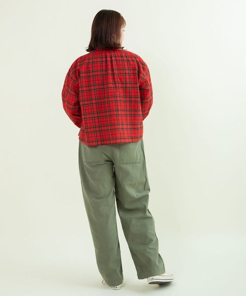 CHILD WOMAN（チャイルドウーマン）の「ウールリファインチェック スタンドフリルブラウス（シャツ/ブラウス・レディース・レッド・FREE）」の4枚目の写真