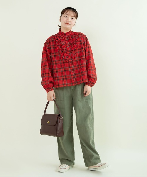 CHILD WOMAN（チャイルドウーマン）の「ウールリファインチェック スタンドフリルブラウス（シャツ/ブラウス・レディース・レッド・FREE）」の22枚目の写真