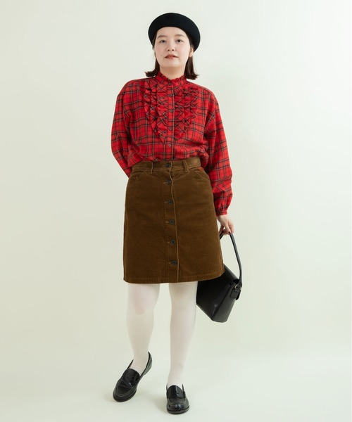 CHILD WOMAN（チャイルドウーマン）の「ウールリファインチェック スタンドフリルブラウス（シャツ/ブラウス・レディース・レッド・FREE）」の9枚目の写真