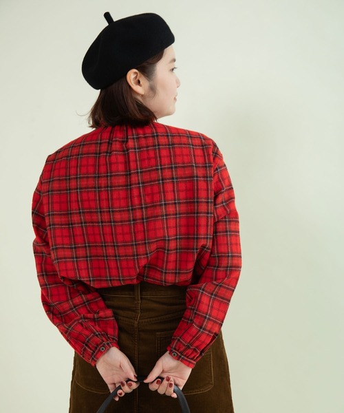 CHILD WOMAN（チャイルドウーマン）の「ウールリファインチェック スタンドフリルブラウス（シャツ/ブラウス・レディース・レッド・FREE）」の8枚目の写真