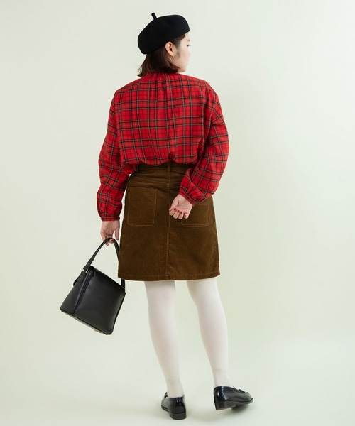 CHILD WOMAN（チャイルドウーマン）の「ウールリファインチェック スタンドフリルブラウス（シャツ/ブラウス・レディース・レッド・FREE）」の11枚目の写真