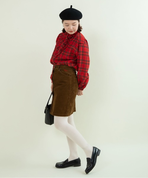 CHILD WOMAN（チャイルドウーマン）の「ウールリファインチェック スタンドフリルブラウス（シャツ/ブラウス・レディース・レッド・FREE）」の10枚目の写真