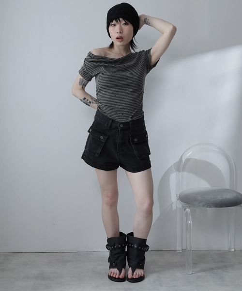 Ulysses(ユリシス)の「星×ボーダーオフショルカットソー(Tシャツ/カットソー・レディース・ダークグレー/グレー・F)」の8枚目の写真
