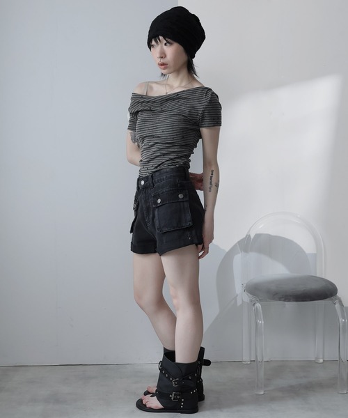 Ulysses(ユリシス)の「星×ボーダーオフショルカットソー(Tシャツ/カットソー・レディース・ダークグレー/グレー・F)」の9枚目の写真
