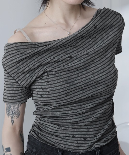 Ulysses(ユリシス)の「星×ボーダーオフショルカットソー(Tシャツ/カットソー・レディース・ダークグレー/グレー・F)」の16枚目の写真
