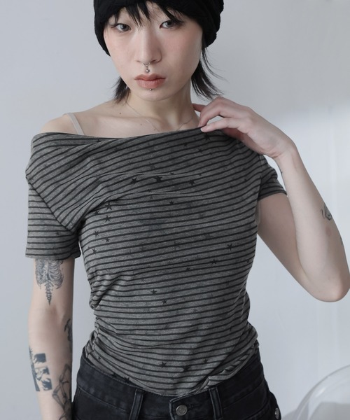 Ulysses(ユリシス)の「星×ボーダーオフショルカットソー(Tシャツ/カットソー・レディース・ダークグレー/グレー・F)」の17枚目の写真