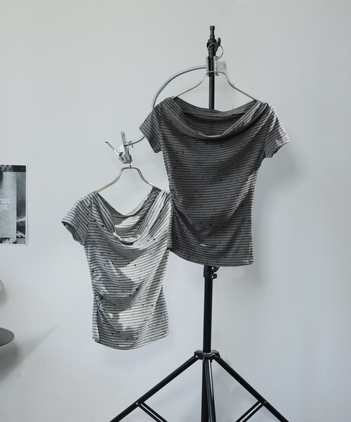 Ulysses(ユリシス)の「星×ボーダーオフショルカットソー(Tシャツ/カットソー・レディース・ダークグレー/グレー・F)」の5枚目の写真