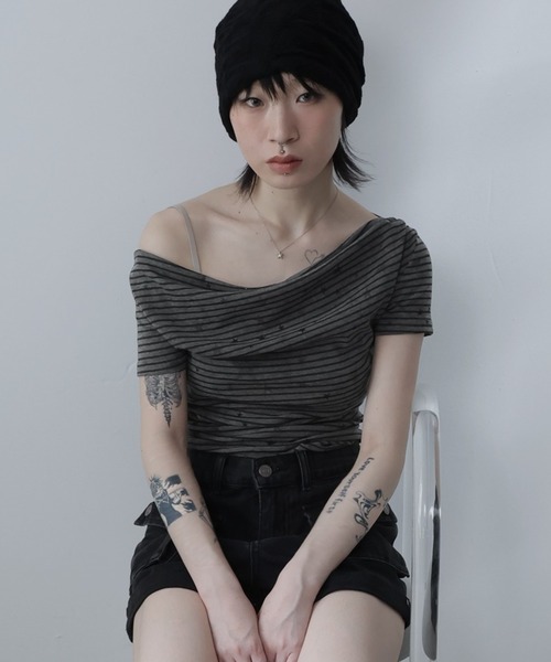 Ulysses(ユリシス)の「星×ボーダーオフショルカットソー(Tシャツ/カットソー・レディース・ダークグレー/グレー・F)」の19枚目の写真