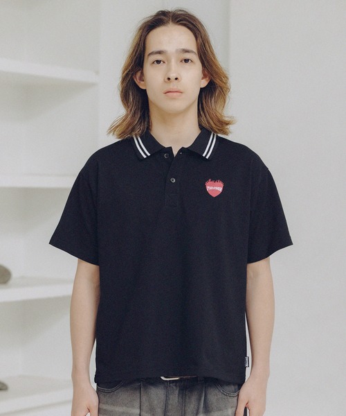 THRASHER(スラッシャー)の「THRASHER×MSG 別注 ワンポイントロゴポロシャツ(ポロシャツ・メンズ・ネイビー/ブラック系/ブラック/レッド/グレー系・M/S/XL/L)」の17枚目の写真