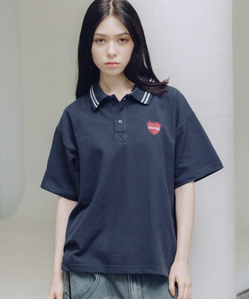 THRASHER(スラッシャー)の「THRASHER×MSG 別注 ワンポイントロゴポロシャツ(ポロシャツ・メンズ・ネイビー/ブラック系/ブラック/レッド/グレー系・M/S/XL/L)」の6枚目の写真