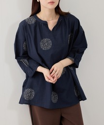 Free Nature インドコットンリネン 刺繍プルオーバー