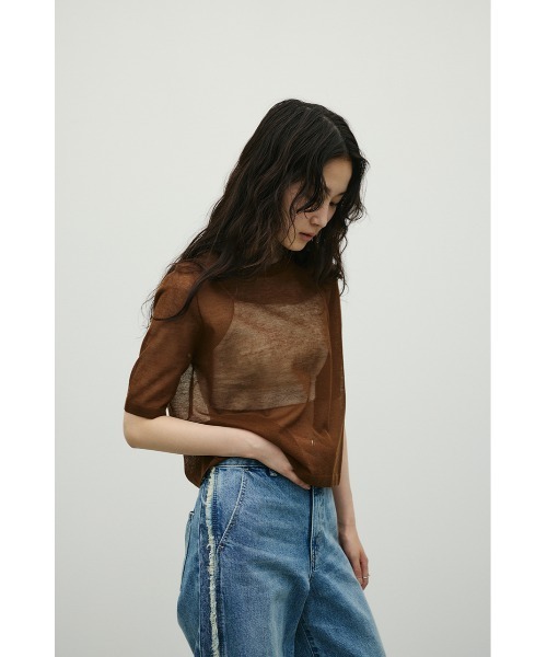 STYLEMIXER(スタイルミキサー)の「ウォッシャブルリネンミックスニットT(ニット/セーター・レディース・ブラウン/ホワイト/ブラック/ピンク・FREE)」の7枚目の写真