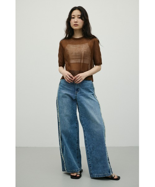 STYLEMIXER(スタイルミキサー)の「ウォッシャブルリネンミックスニットT(ニット/セーター・レディース・ブラウン/ホワイト/ブラック/ピンク・FREE)」の9枚目の写真