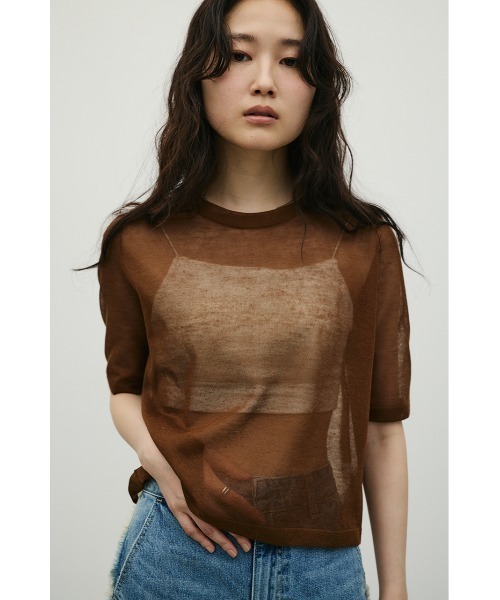 STYLEMIXER(スタイルミキサー)の「ウォッシャブルリネンミックスニットT(ニット/セーター・レディース・ブラウン/ホワイト/ブラック/ピンク・FREE)」の11枚目の写真