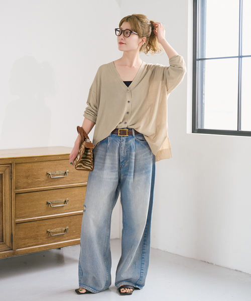 Spick & Span（スピックアンドスパン）の「《一部WEB限定 / 追加》ICE FINE Vネックカーディガン（カーディガン/ボレロ・レディース・ブラウン・FREE）」の4枚目の写真