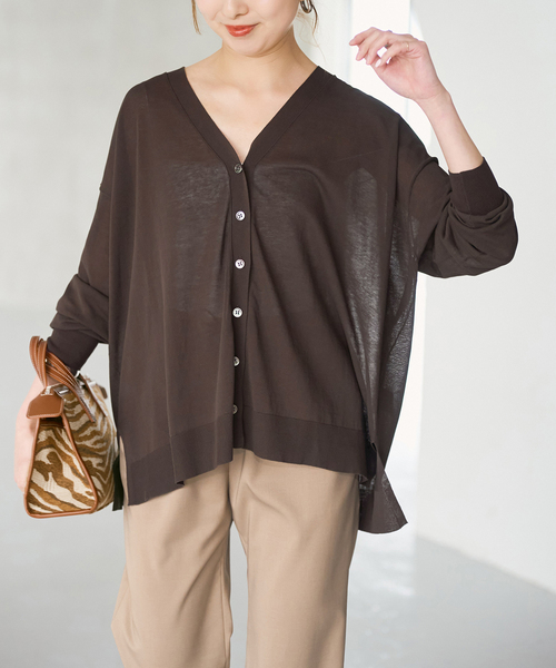 Spick & Span（スピックアンドスパン）の「《一部WEB限定 / 追加》ICE FINE Vネックカーディガン（カーディガン/ボレロ・レディース・ブラウン・FREE）」の8枚目の写真