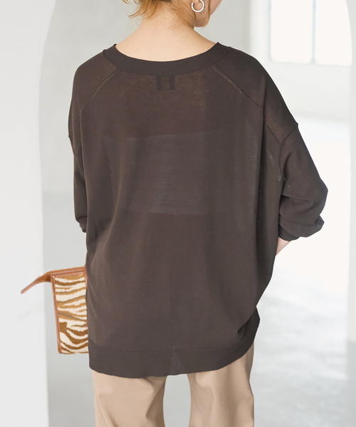 Spick & Span（スピックアンドスパン）の「《一部WEB限定 / 追加》ICE FINE Vネックカーディガン（カーディガン/ボレロ・レディース・ブラウン・FREE）」の10枚目の写真