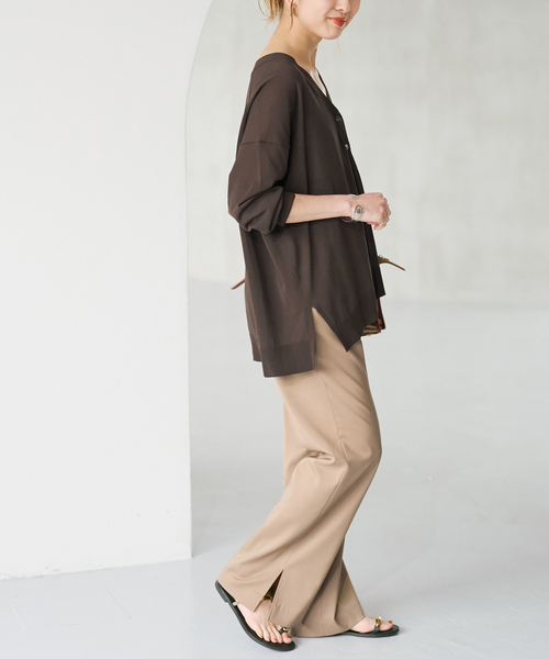Spick & Span（スピックアンドスパン）の「《一部WEB限定 / 追加》ICE FINE Vネックカーディガン（カーディガン/ボレロ・レディース・ブラウン・FREE）」の11枚目の写真