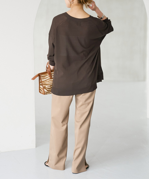 Spick & Span（スピックアンドスパン）の「《一部WEB限定 / 追加》ICE FINE Vネックカーディガン（カーディガン/ボレロ・レディース・ブラウン・FREE）」の12枚目の写真