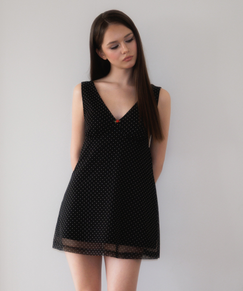 ROSEFRANTZ（ロゼフランツ）の「Rose Dot Chiffon Mini Dress [Black]（ワンピース・レディース・ブラック・SMALL/MEDIUM）」の4枚目の写真