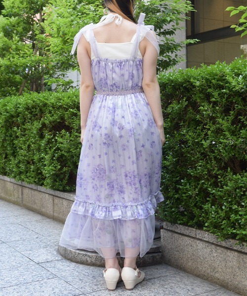 紫陽花柄ショルダーリボンワンピース（ワンピース）｜axes femme
