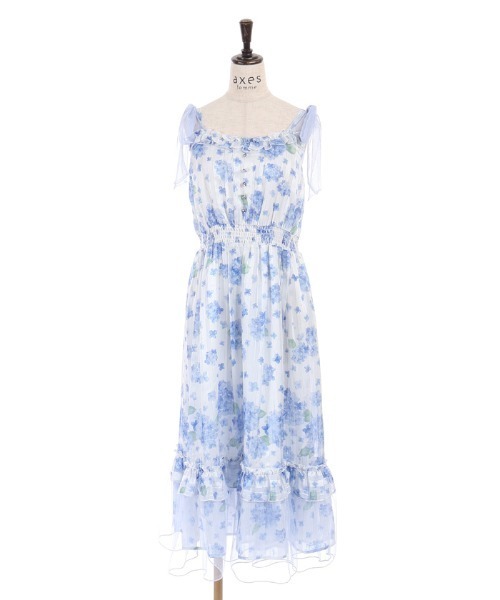 axes femme(アクシーズファム)の「紫陽花柄ショルダーリボンワンピース(ワンピース・レディース・ホワイト/ラベンダー・FREE)」の9枚目の写真