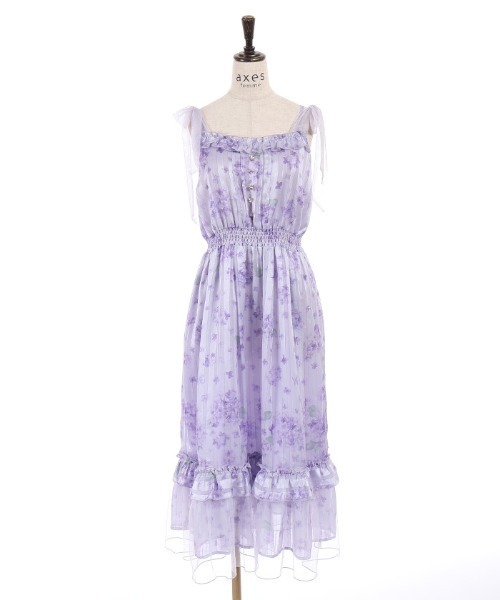 axes femme(アクシーズファム)の「紫陽花柄ショルダーリボンワンピース(ワンピース・レディース・ホワイト/ラベンダー・FREE)」の20枚目の写真