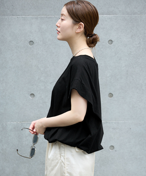 IENA(イエナ)の「《/接触冷感》フレンチタックスリーブ ドロストTシャツ(Tシャツ/カットソー・レディース・ブラック/ブラウン/グレー・FREE)」の8枚目の写真