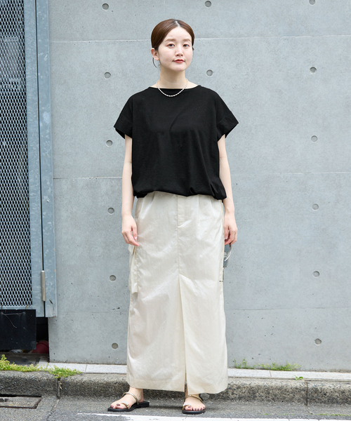 IENA(イエナ)の「《/接触冷感》フレンチタックスリーブ ドロストTシャツ(Tシャツ/カットソー・レディース・ブラック/ブラウン/グレー・FREE)」の11枚目の写真