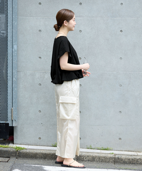 IENA(イエナ)の「《/接触冷感》フレンチタックスリーブ ドロストTシャツ(Tシャツ/カットソー・レディース・ブラック/ブラウン/グレー・FREE)」の12枚目の写真