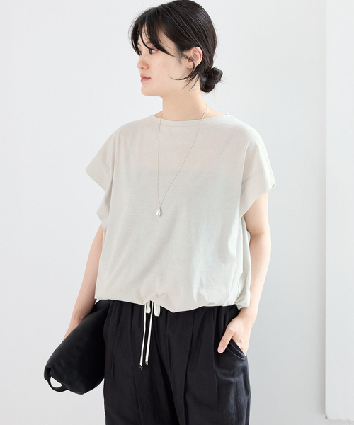 IENA(イエナ)の「《/接触冷感》フレンチタックスリーブ ドロストTシャツ(Tシャツ/カットソー・レディース・ブラック/ブラウン/グレー・FREE)」の14枚目の写真