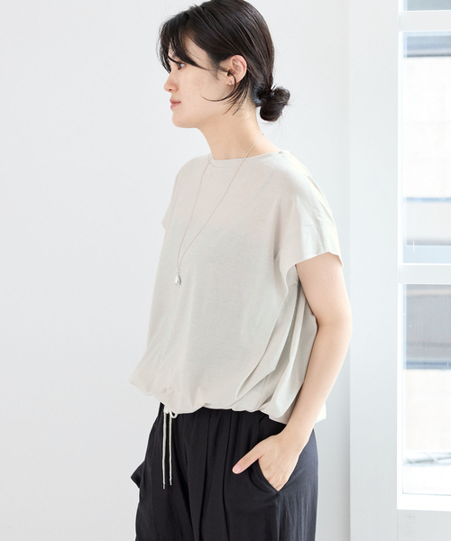 IENA(イエナ)の「《/接触冷感》フレンチタックスリーブ ドロストTシャツ(Tシャツ/カットソー・レディース・ブラック/ブラウン/グレー・FREE)」の17枚目の写真