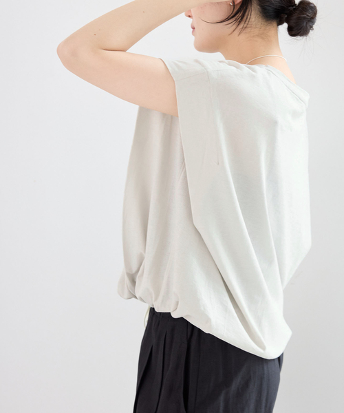 IENA(イエナ)の「《/接触冷感》フレンチタックスリーブ ドロストTシャツ(Tシャツ/カットソー・レディース・ブラック/ブラウン/グレー・FREE)」の18枚目の写真