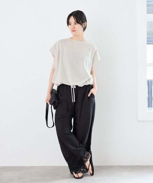 IENA(イエナ)の「《/接触冷感》フレンチタックスリーブ ドロストTシャツ(Tシャツ/カットソー・レディース・ブラック/ブラウン/グレー・FREE)」の19枚目の写真