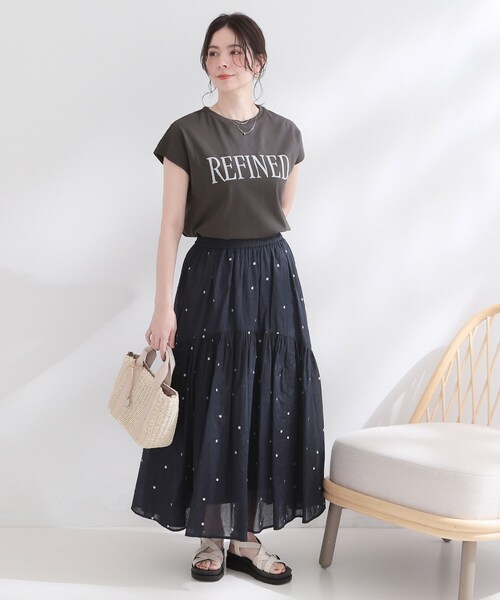 OPAQUE.CLIP(オペークドットクリップ)の「ロゴフレンチスリーブカットソー【洗濯機OK】(Tシャツ/カットソー・レディース・チャコールグレー/ホワイト/ブラウン系・00)」の16枚目の写真