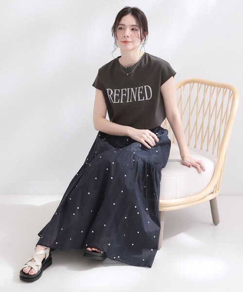 OPAQUE.CLIP(オペークドットクリップ)の「ロゴフレンチスリーブカットソー【洗濯機OK】(Tシャツ/カットソー・レディース・チャコールグレー/ホワイト/ブラウン系・00)」の15枚目の写真