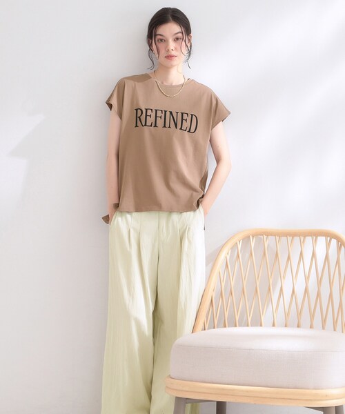 OPAQUE.CLIP(オペークドットクリップ)の「ロゴフレンチスリーブカットソー【洗濯機OK】(Tシャツ/カットソー・レディース・チャコールグレー/ホワイト/ブラウン系・00)」の12枚目の写真