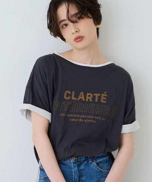 Rouge vif Anna(ルージュヴィフアンナ)の「2WAYコットンリバーシブルロゴTシャツ(Tシャツ/カットソー・レディース・ホワイト/スミクロ・フリー)」の2枚目の写真