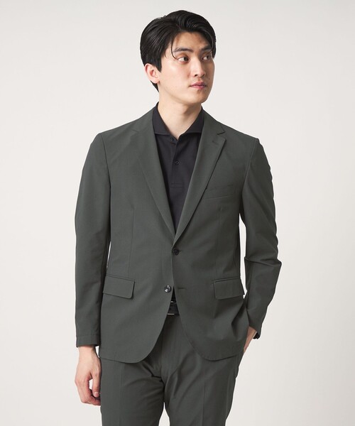 A DAY IN THE LIFE UNITED ARROWS(アデイインザライフユナイテッドアローズ)の「サッカー 2ボタン ジャケット-セットアップ対応・マシンウォッシャブル-<A DAY IN THE LIFE>(テーラードジャケット・メンズ・ダークグレー/ネイビー・M/L/S/XL)」の1枚目の写真