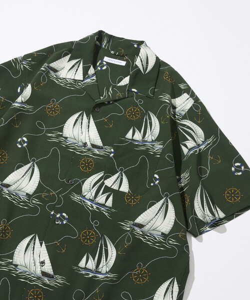 FREAK'S STORE(フリークスストア)の「ルーズシルエット 総柄 オープンカラー 半袖シャツ(シャツ/ブラウス・メンズ・グリーン/オフホワイト/ネイビー/ブラック・MEDIUM/LARGE)」の20枚目の写真