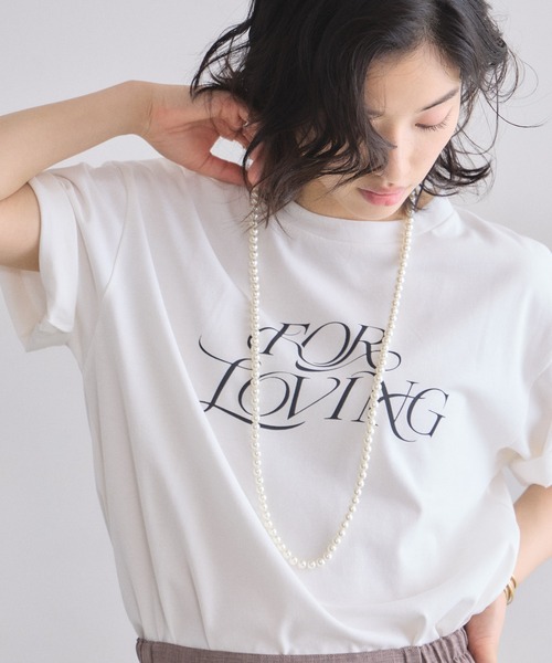 &. NOSTALGIA(アンドドットノスタルジア)の「【接触冷感・汗染み防止・UVカット】ロゴTシャツ(Tシャツ/カットソー・レディース・ピンク/ホワイト/グレイッシュベージュ・M)」の5枚目の写真