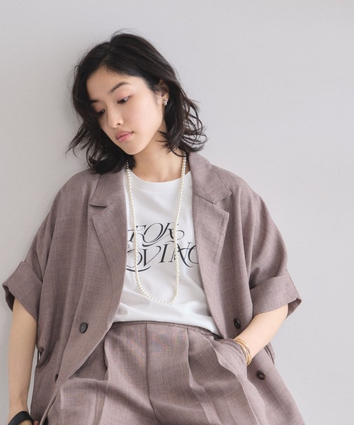 &. NOSTALGIA(アンドドットノスタルジア)の「【接触冷感・汗染み防止・UVカット】ロゴTシャツ(Tシャツ/カットソー・レディース・ピンク/ホワイト/グレイッシュベージュ・M)」の10枚目の写真