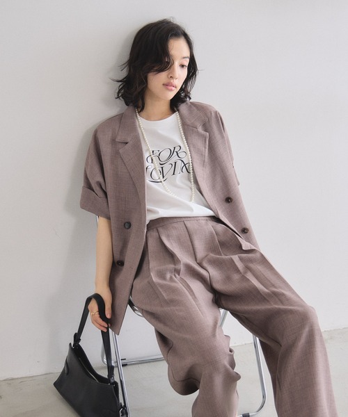 &. NOSTALGIA(アンドドットノスタルジア)の「【接触冷感・汗染み防止・UVカット】ロゴTシャツ(Tシャツ/カットソー・レディース・ピンク/ホワイト/グレイッシュベージュ・M)」の11枚目の写真