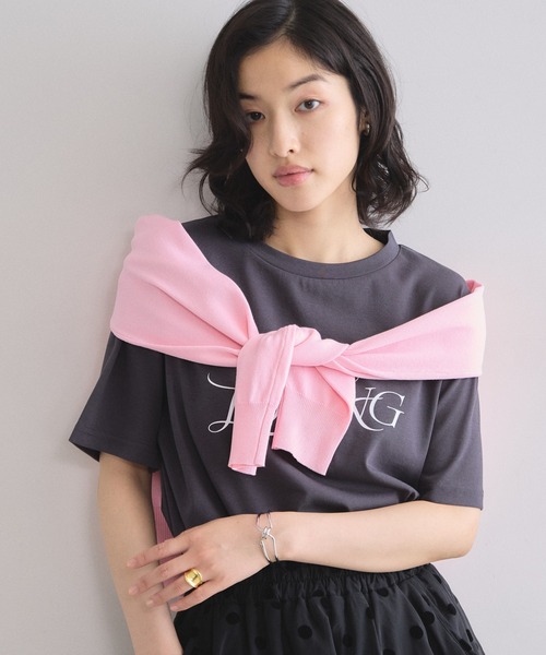 &. NOSTALGIA(アンドドットノスタルジア)の「【接触冷感・汗染み防止・UVカット】ロゴTシャツ(Tシャツ/カットソー・レディース・ピンク/ホワイト/グレイッシュベージュ・M)」の13枚目の写真